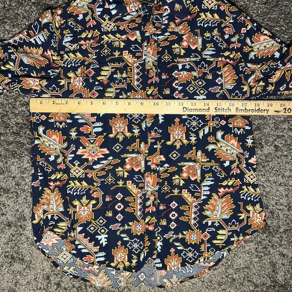 Cruel Denim Womens Rust Pearl Snap Shirt Sz Med Blue Rust Long Sleeve Rayon - Picture 5 of 9